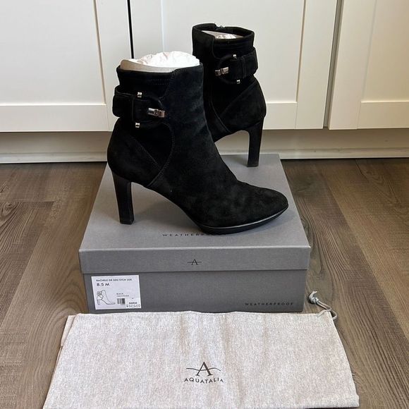 Aquatalia Shoes Aquatalia Rachele Black Leatherwaterproof Bootie Womens Size 85 44970 Italy Poshmark